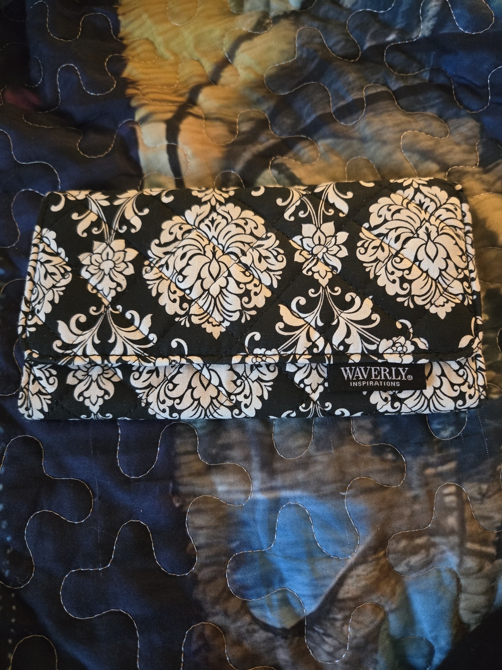 Waverly Black and White Damask Fold-Over Wallet